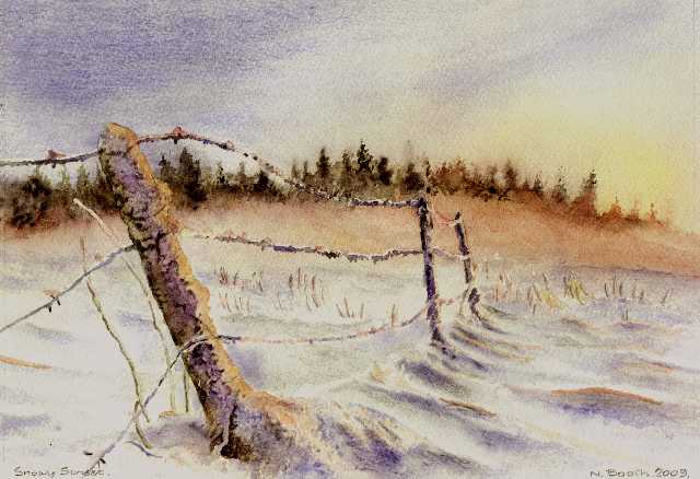 Snowy Sunset, painted 2009